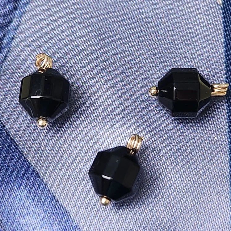 9mm 天然玉石黑色路路通扣新中式国风旗袍衬衫宋锦定制扣高端