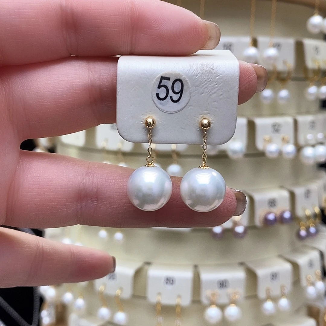 淡水珍珠耳饰18K金镶嵌
