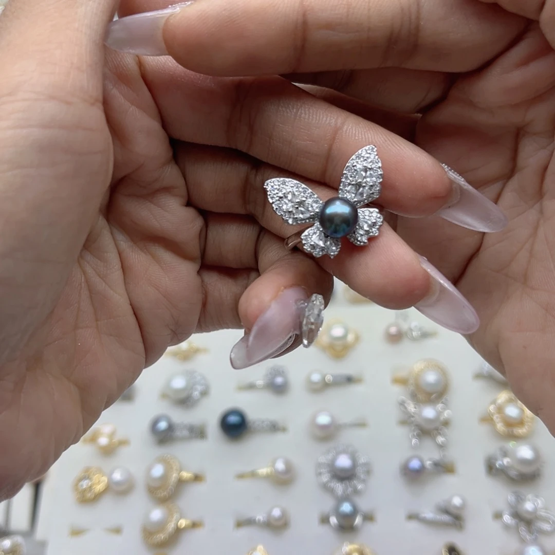 一***言合金淡水珍珠戒指