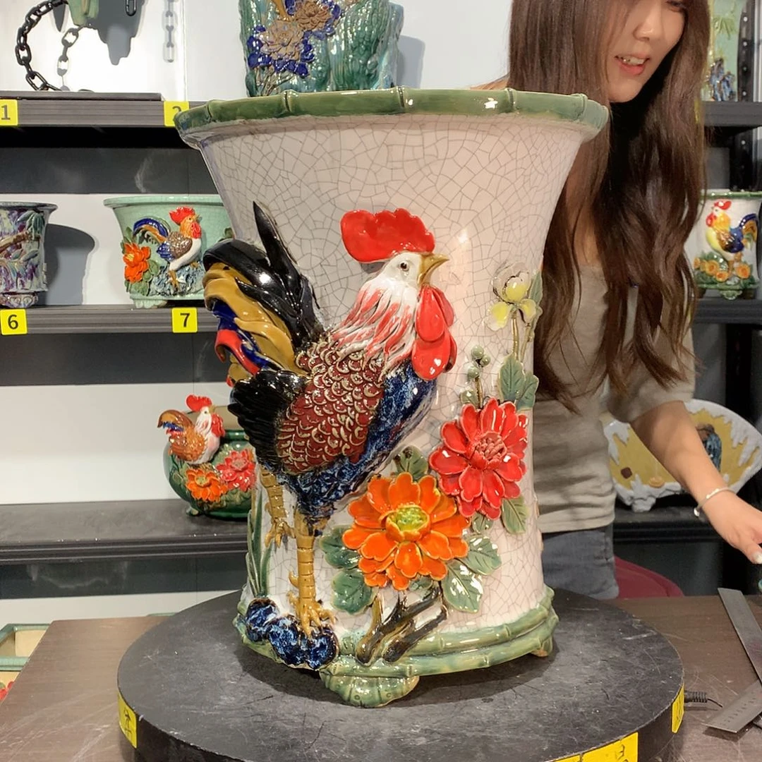理***朵高温烧制石湾盆花盆