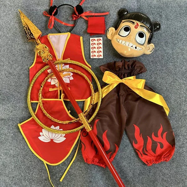 哪吒衣服女童表演服哪吒魔童降世衣服套装中国卡通演出服儿童少儿