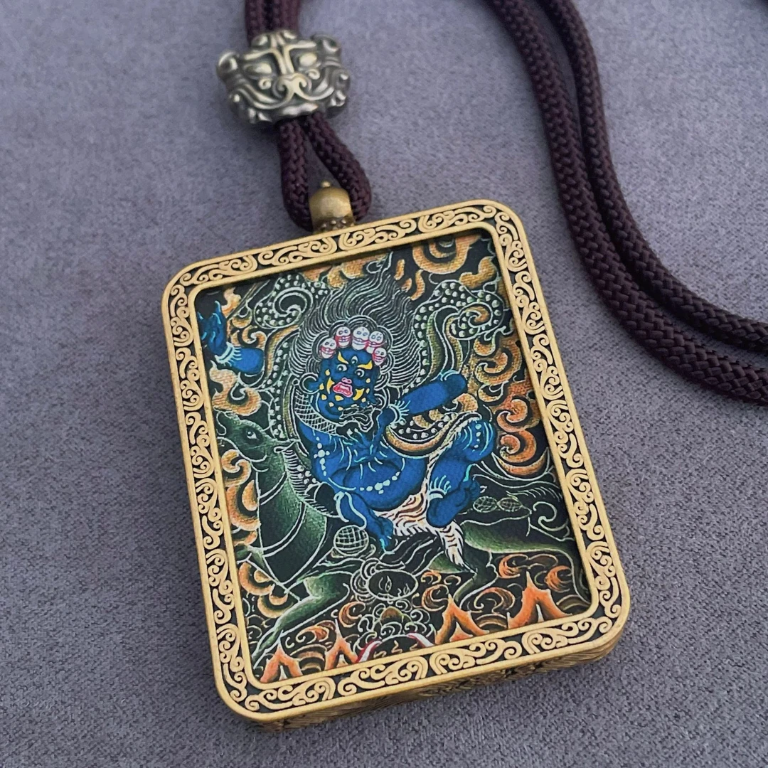 唐卡大黑天黑财神吉祥天母藏式唐卡挂饰平安招财配饰非手绘