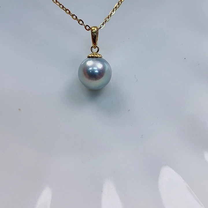 海水珍珠吊坠(不含链)18K金镶嵌8.5-9