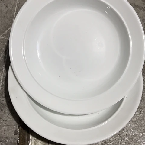 陶瓷8寸手工大球泥深窝盘两个