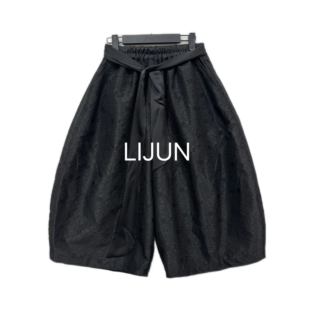 篱君【黛月】1932夏季提花高级花苞裤国风显瘦遮肉腰带阔腿神裤女