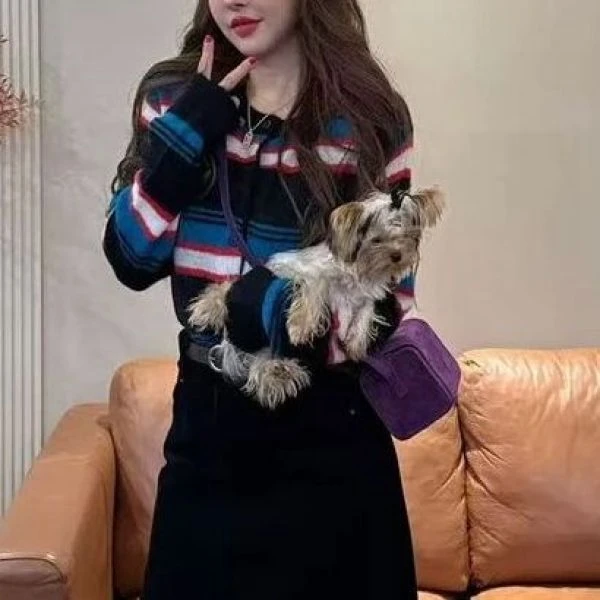 复古条纹针织开衫显瘦休闲上衣女休闲百搭显瘦针织衫