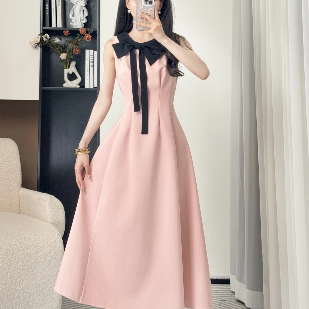 拉夏贝尔【粉蝶栖墨】2025夏甜美浪漫千金出游洋气连衣裙 10488 JQC