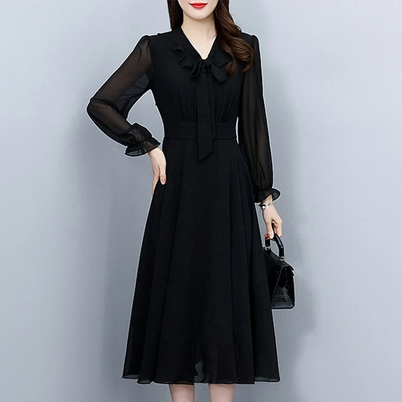 2025黑色尤莱特穿搭时尚气质显瘦轻奢长裙连衣裙