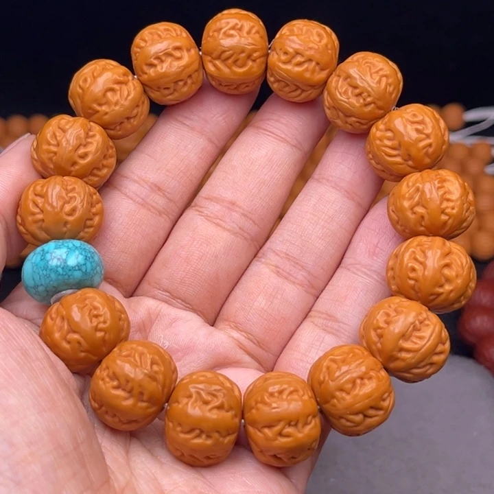 猴头核桃吊坠17麻花串绿