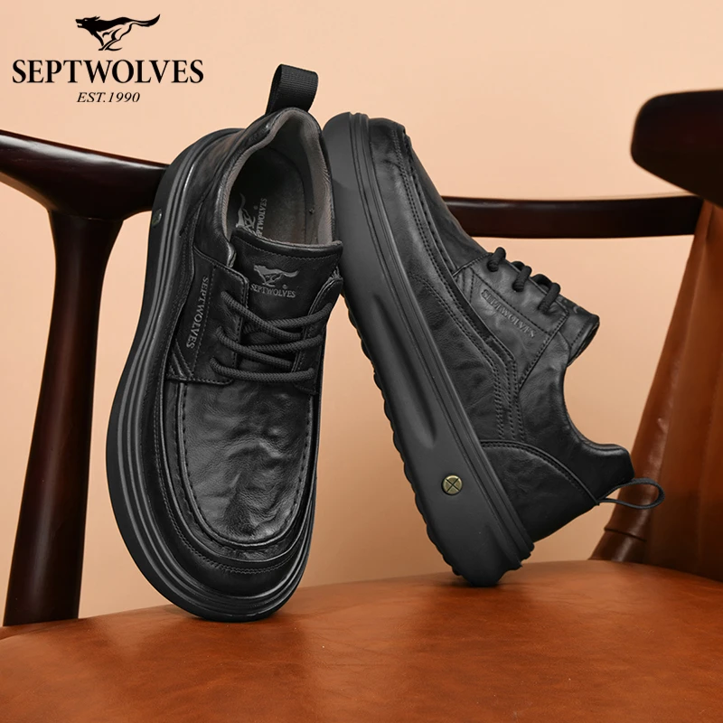 七匹狼男鞋2025新款秋冬质感时尚复古增高休闲鞋耐磨百搭男士皮鞋