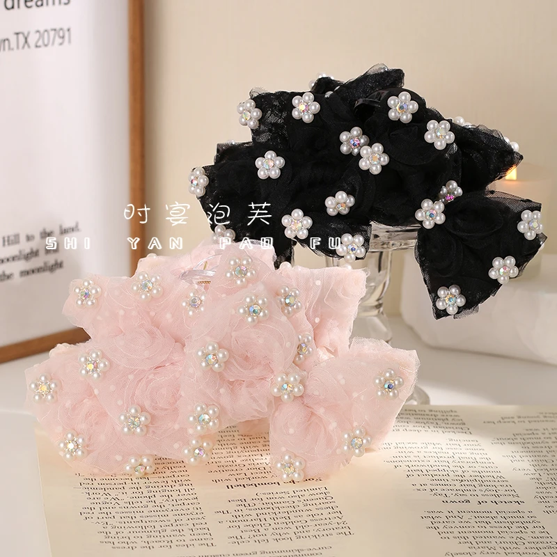 【小香蝴蝶结】抓夹甜美网纱蝴蝶发夹百搭质感珠珠发饰头饰鲨鱼夹女