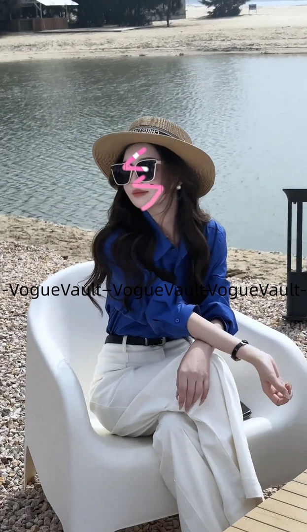 克莱因蓝色衬衫女春秋季2025新款休闲宽松叠穿气质长袖衬衣外套