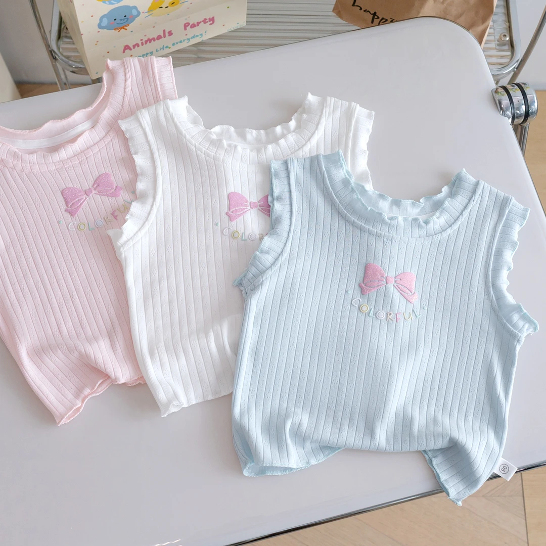 女宝宝甜美背心25夏季新款轻柔薄款无袖T恤女童糖果色洋气上衣潮