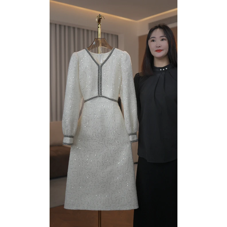 【现货 下午发】 4232连衣裙女春秋装2025年气质收腰连衣裙