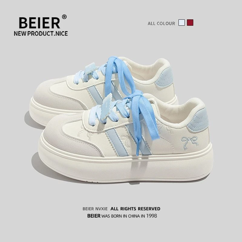 BEIER秋季新款韩版小白鞋女鞋2025爆款厚底休闲鞋子百搭板鞋2903