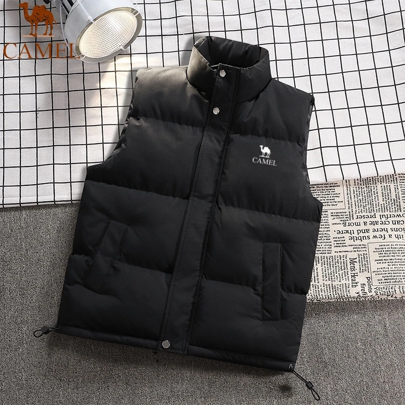 骆驼情侣户外立领加厚保暖休闲百搭运动背心坎肩无袖大码男棉马甲