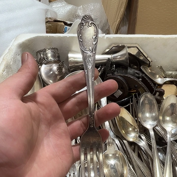 金***兔贵金属欧洲中古老物件叉子