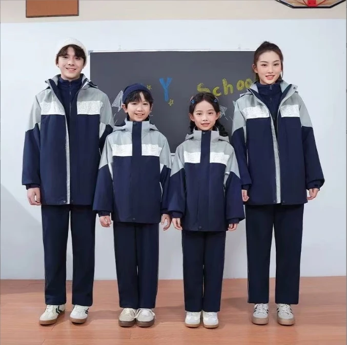 秋冬季江西省吉安市冲锋衣校服三件套装加绒保暖班服可拆卸外套装