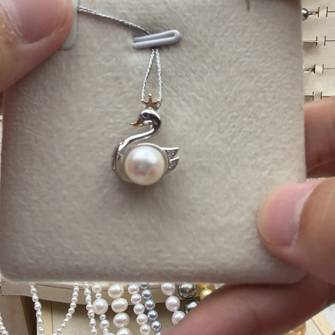 吊坠(不含链)银S925镶嵌海水珍珠8.1mm海水Ak天鹅款