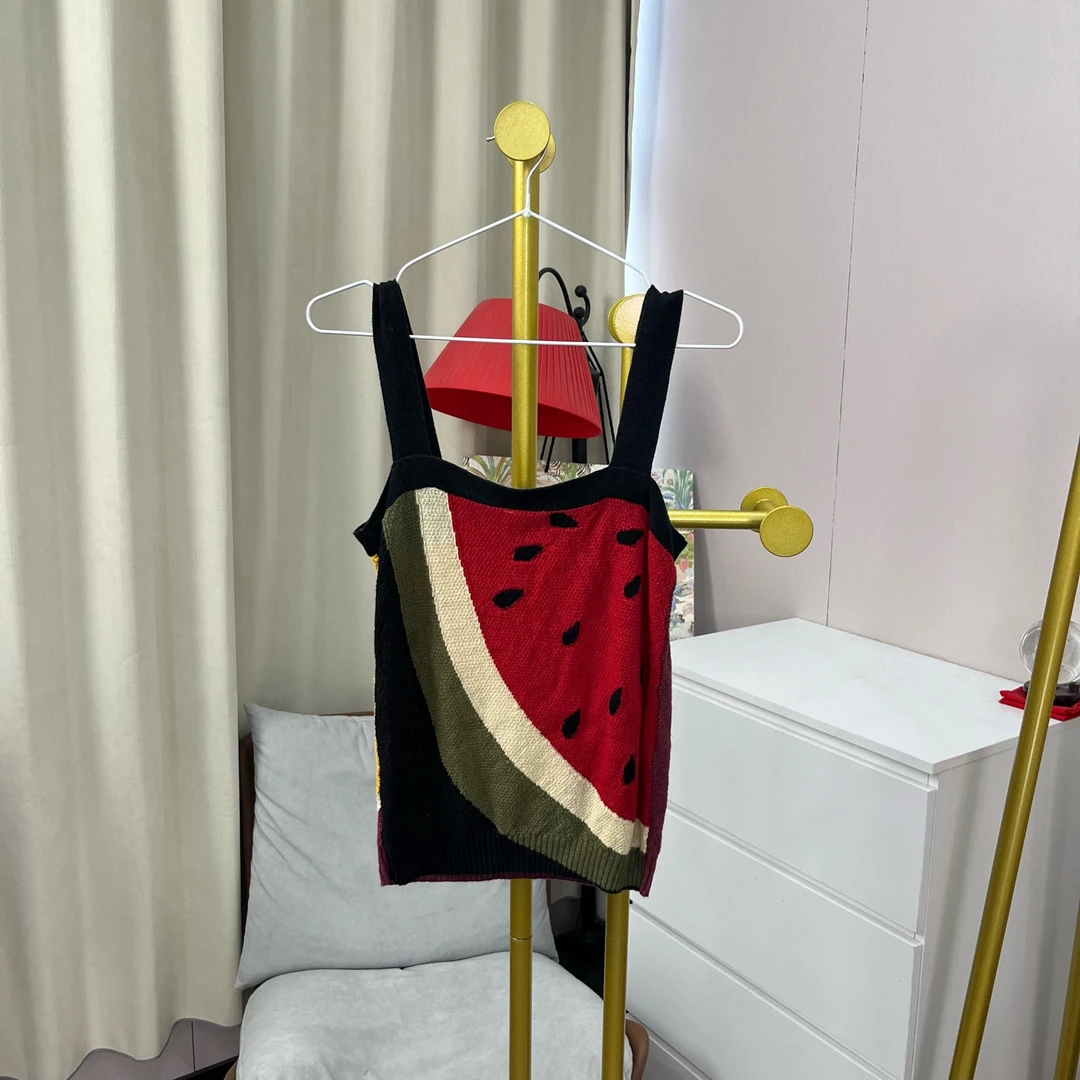 99新 LOEWE/罗意威 梅芙 黑色西瓜吊带背心 s码