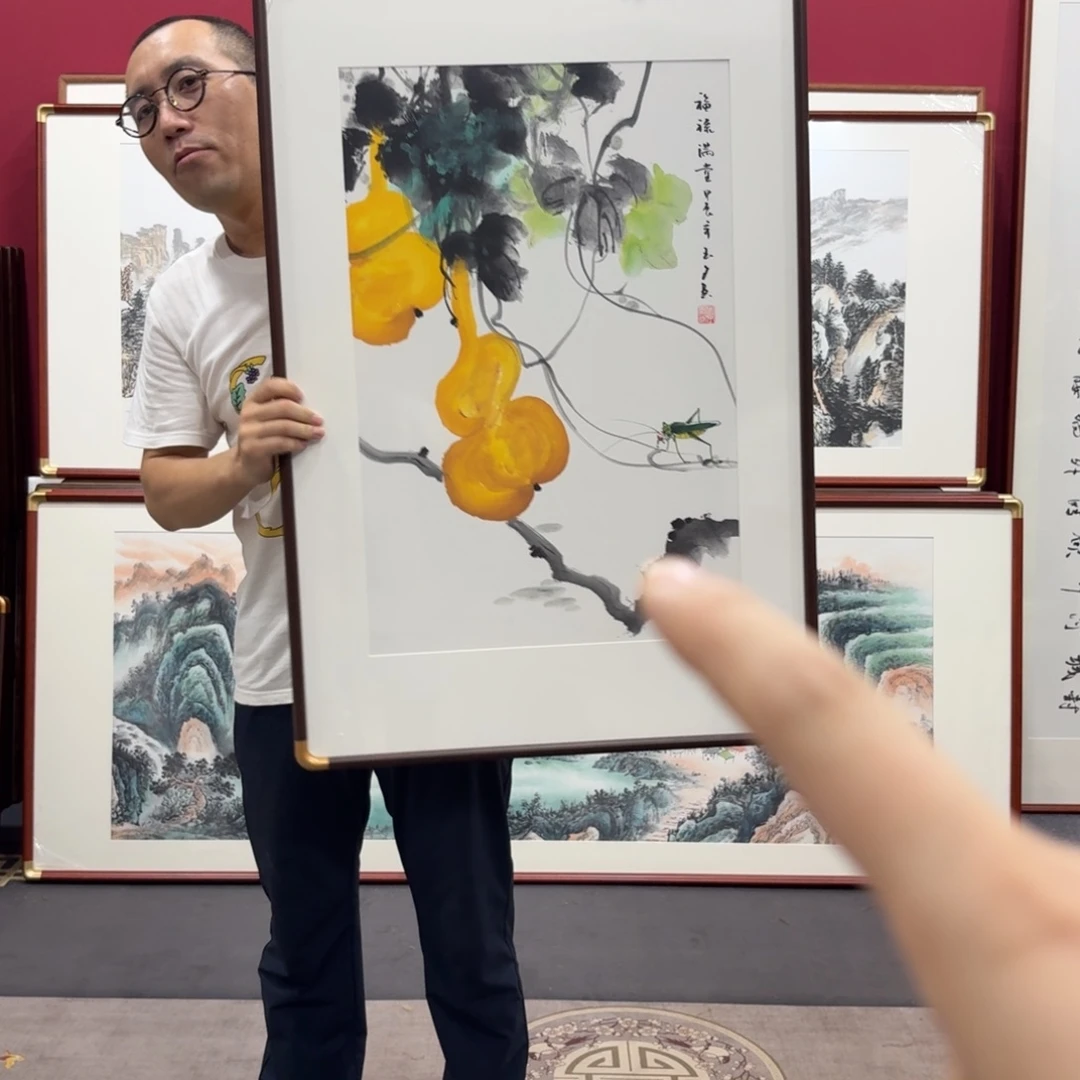 国画带框绘画90/60尺寸