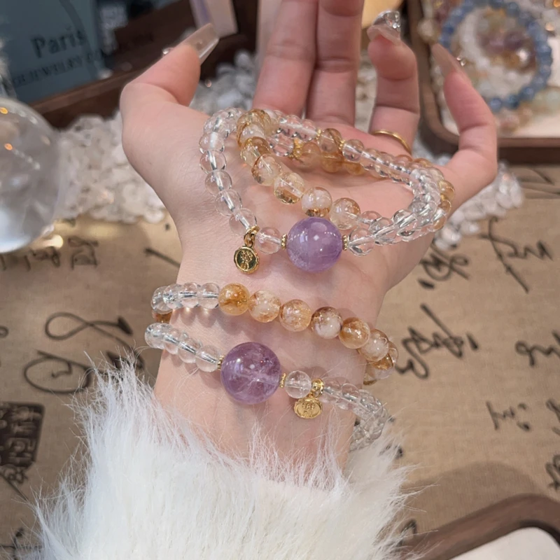 【黄金屋】黄水晶双圈手串气质多样性发颜色微差天然水晶 Z114