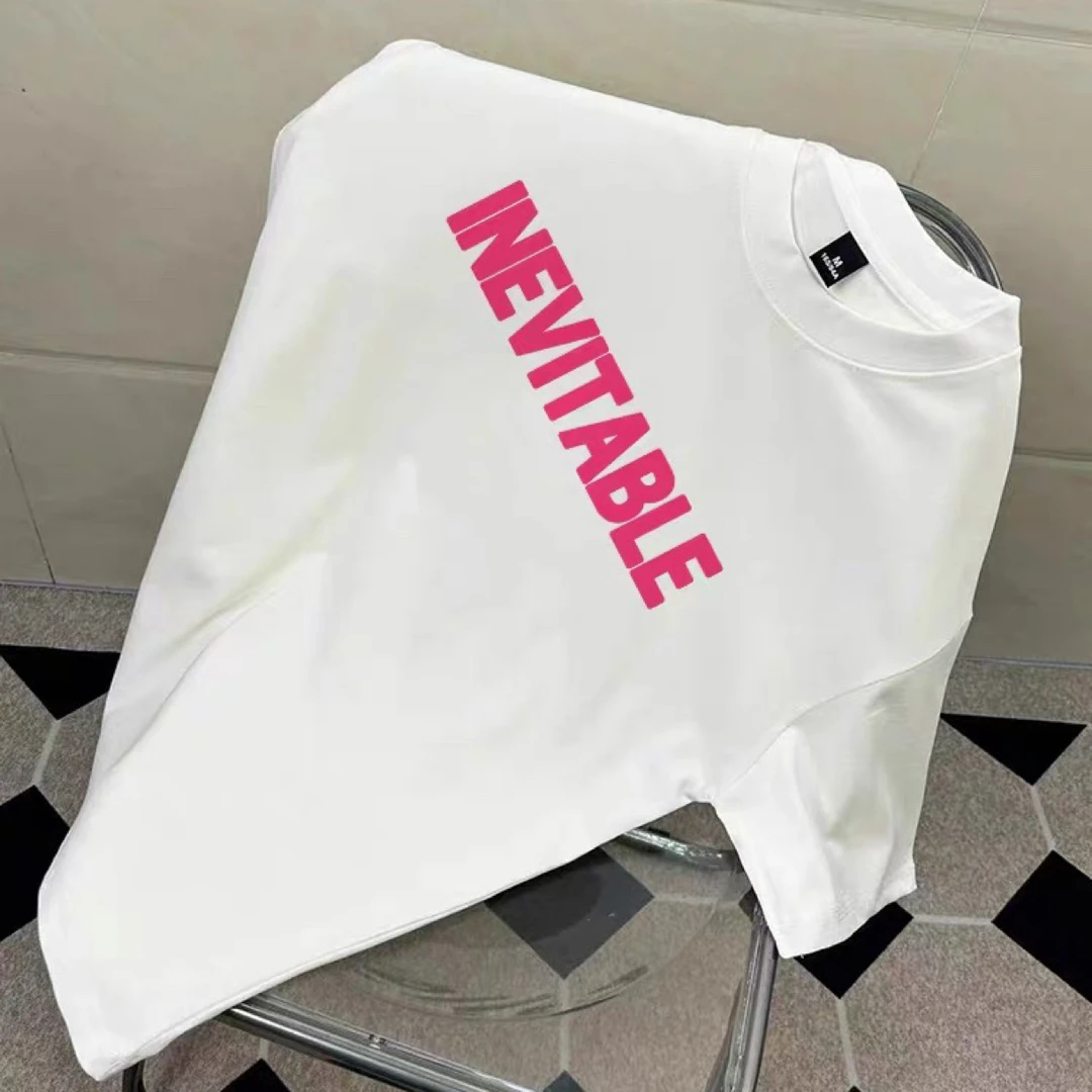 2025秋夏短袖微阔型夏季字母圆领T恤半袖白色上衣2109