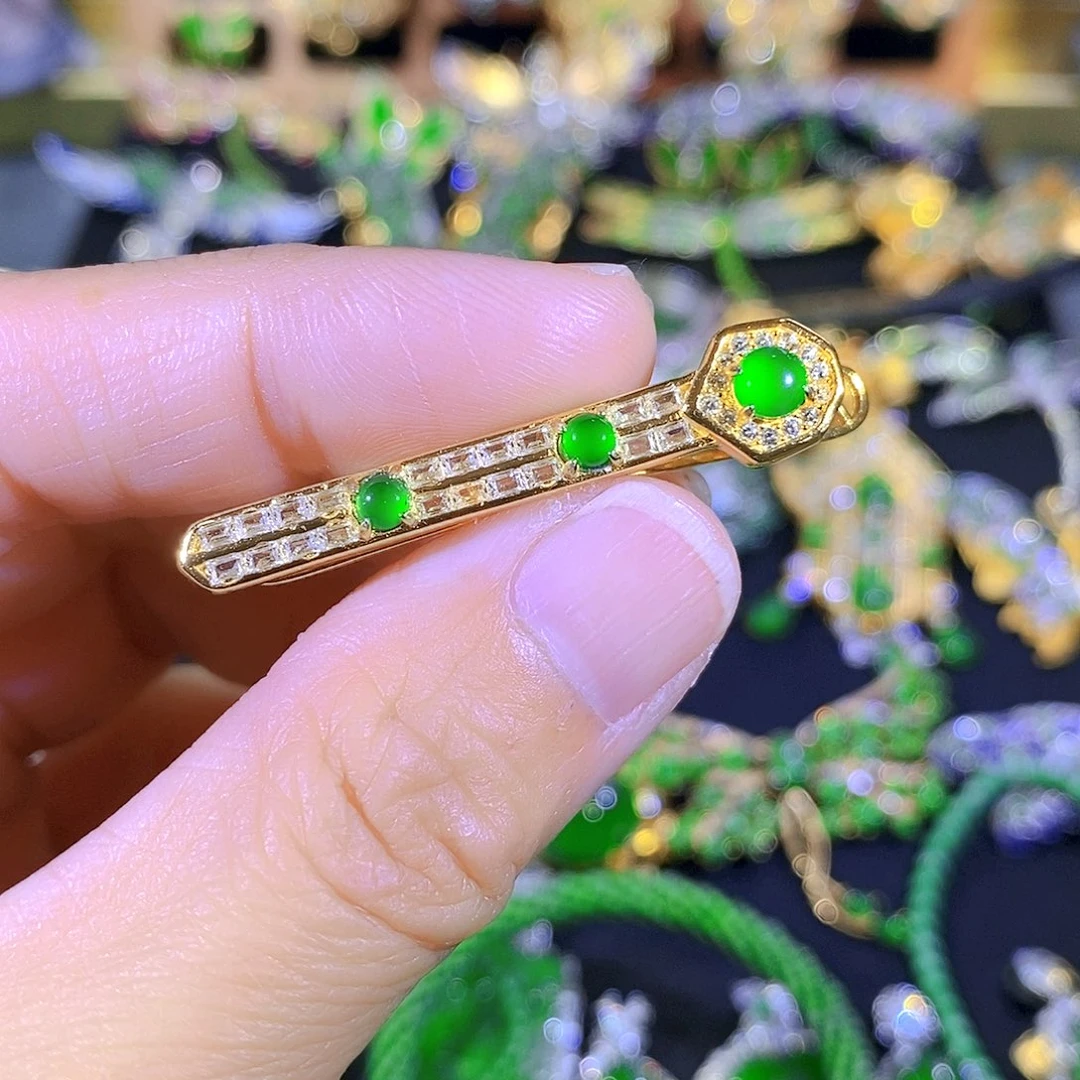 吊坠(不含链)银S925镶嵌翡翠