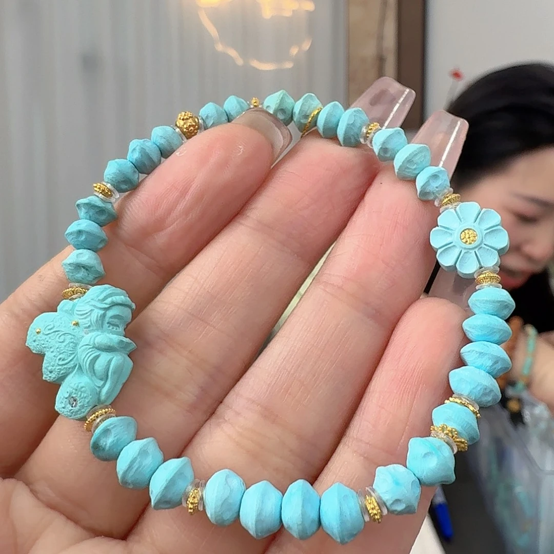 绿松石18K金镶嵌珠宝奇石