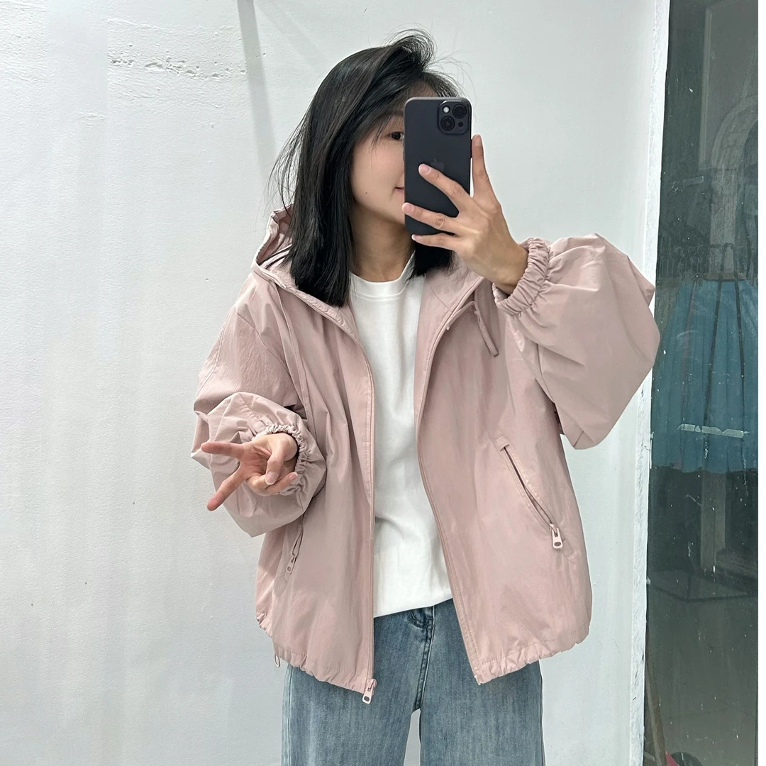 春季多色休闲带帽外套 韩系穿搭百搭 宽松连帽松弛感时尚休闲外套