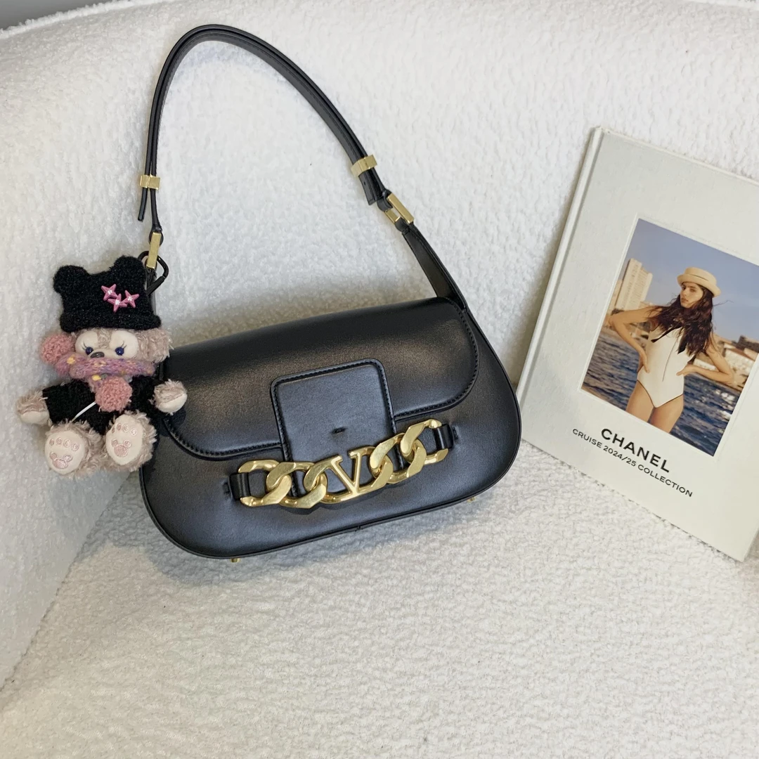 99新 Valentino/华伦天奴 壹臻/新款黑金vlogo腋下包 57519277