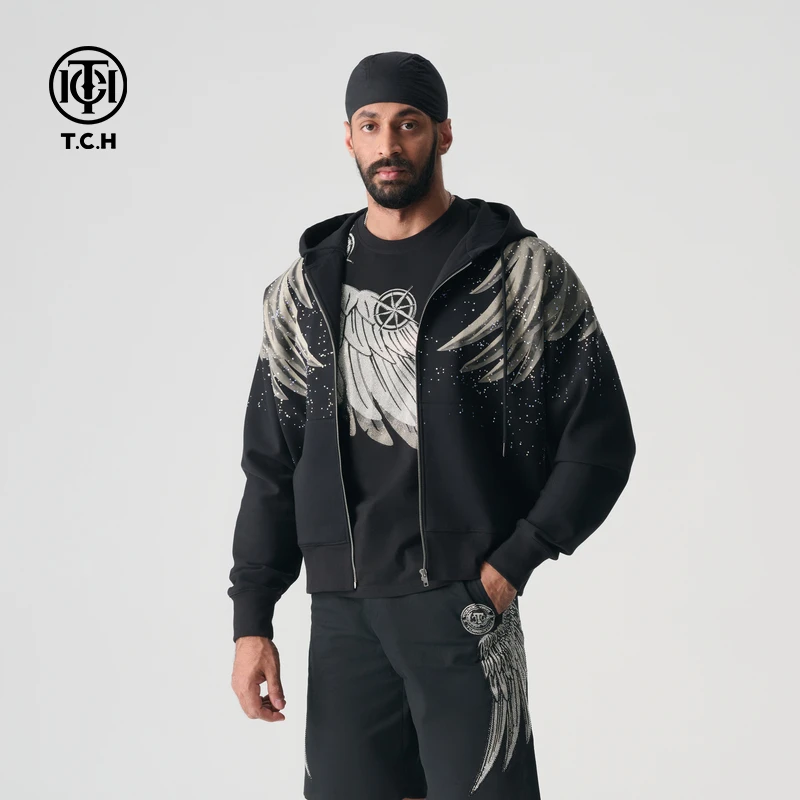 T.C.H/2025春季新款烫钻图案经典系列拉链衫上衣T72A176008