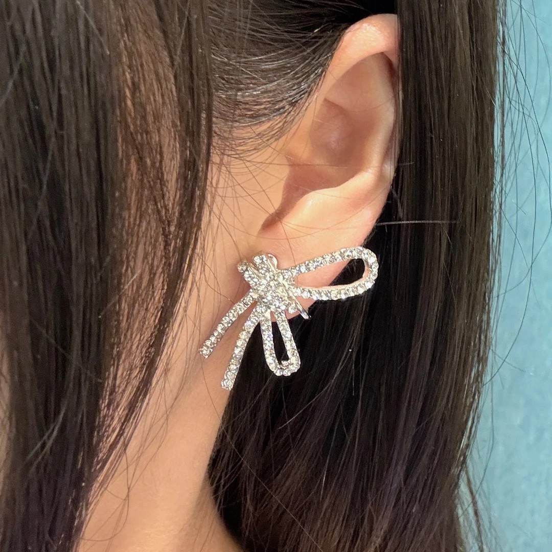 铜合金耳饰 ETE E1-18347 百搭蝴蝶结耳饰 耳夹款