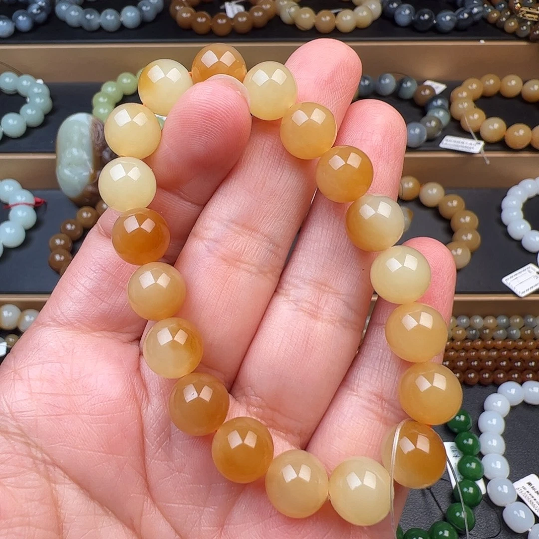 和田玉未镶嵌手链新疆若羌黄口糖卡10