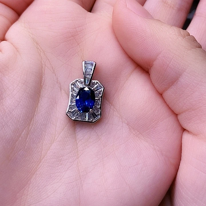 吊坠(赠链)银S925镶嵌蓝宝石