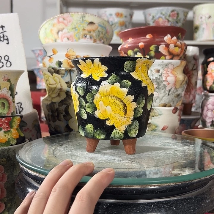 景德镇手绘花盆满38包邮偏远地区除外