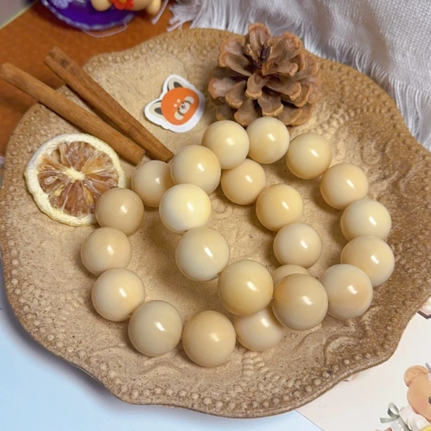 臻品象牙果原果雕刻老师傅手抛糖心圆珠文玩手串diy女生文玩盘串