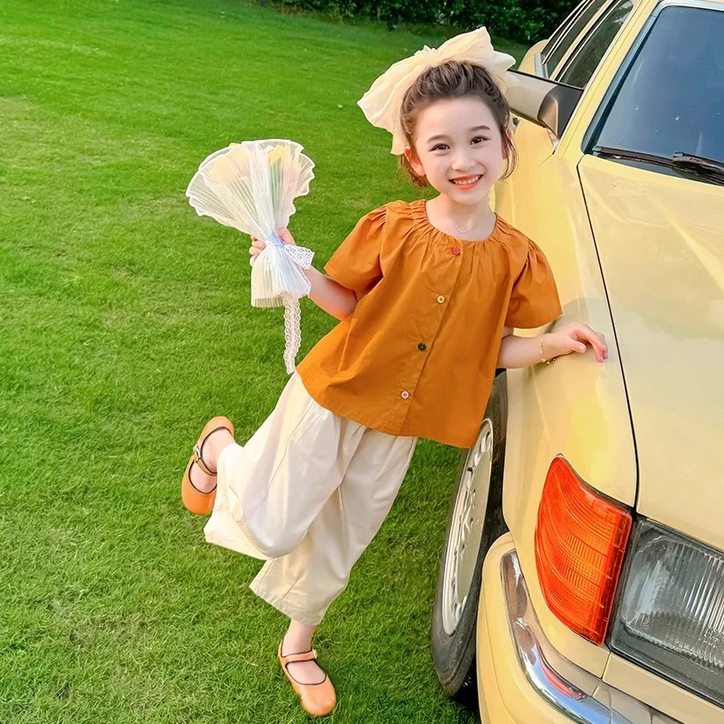 英国MK&DK女童夏季套装2025新款洋气时髦儿童女宝女童夏装套装