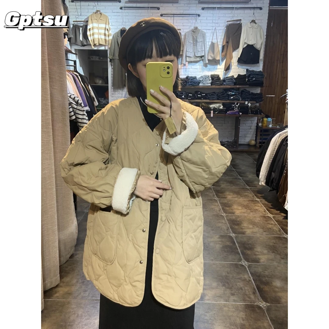 GPTSu2025冬季新款韩式时尚拼接中长羽绒服女式小个子白鸭羽绒服