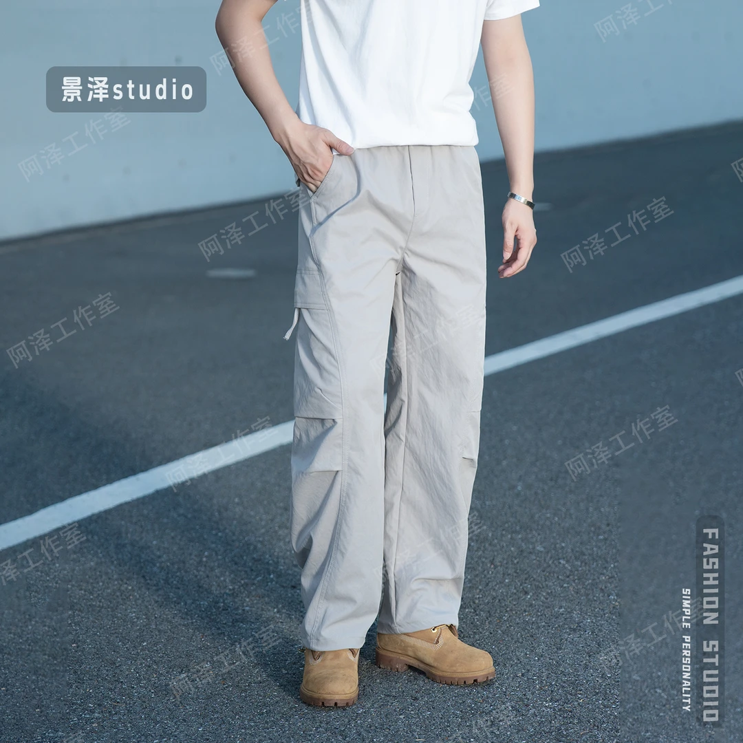 秋冬新款户外运动休闲裤拉链口袋男款宽松直筒工装裤休闲百搭长裤