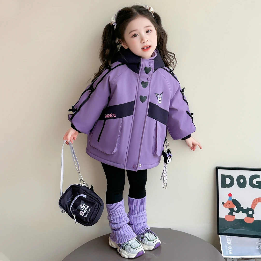 女童卡通冲锋衣三合一可拆卸儿童秋冬装女宝宝洋气加棉连帽外套潮