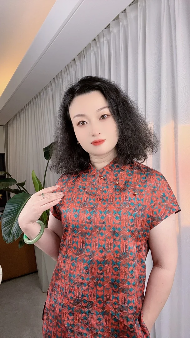 (景红)新中式交织花罗短袖上衣