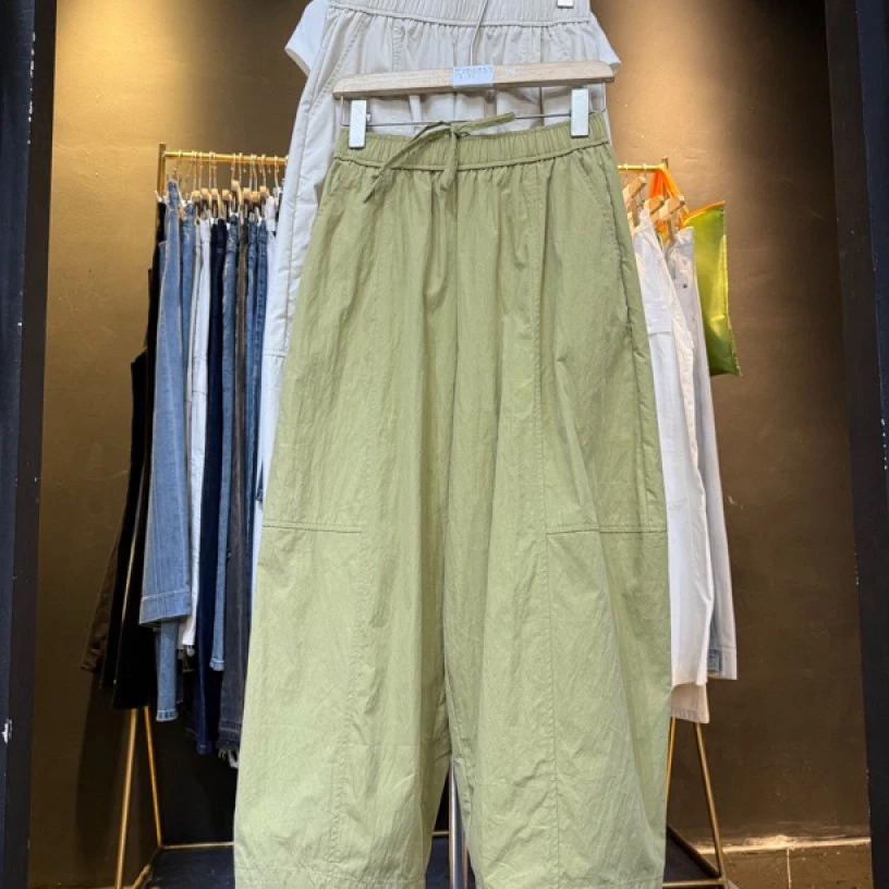 3958#欧货suomala速干裤九分裤 小个子暗抽绳哈伦裤 气球裤 长90