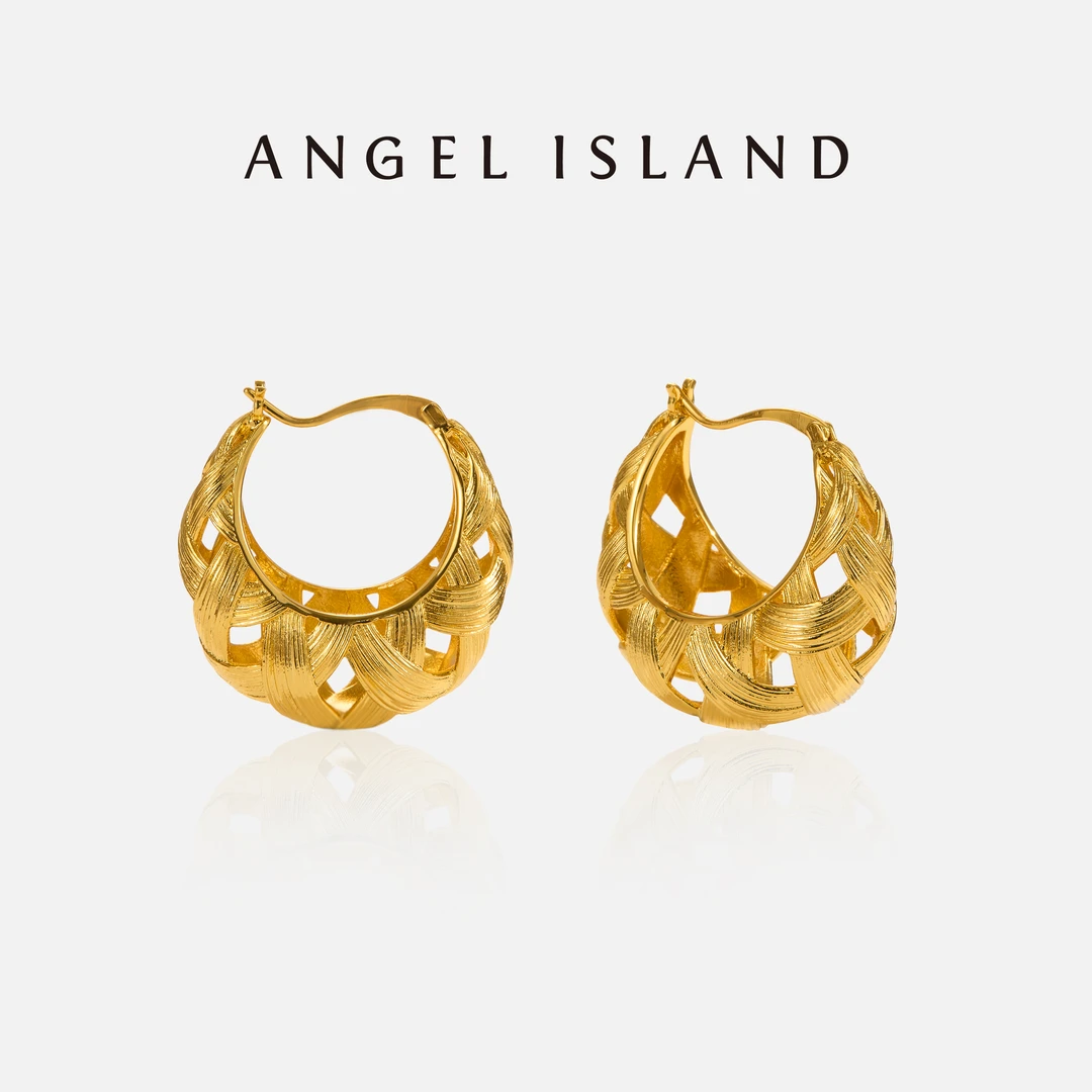 ANGEL ISLAND/天使岛屿 铜合金耳饰 曼哈顿金色拉丝编织轻奢耳环