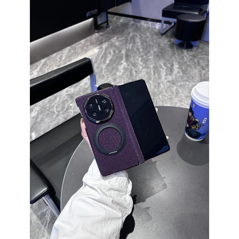 适用于华为MateX6亮闪纹双中轴护角 X5镜头全包电镀手机壳