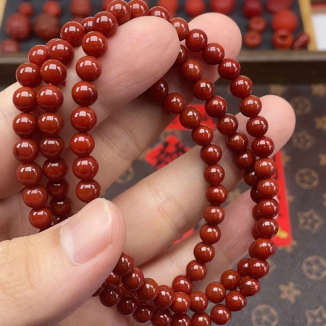 南红玛瑙5号瓦西牛血红卡6长链未镶嵌