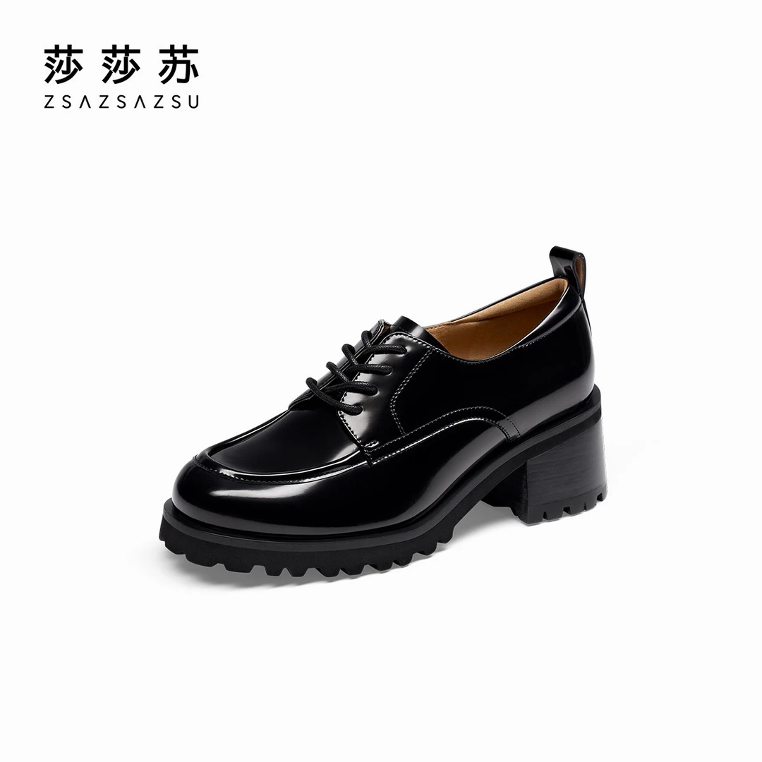 长期主义莎莎苏秋季雅丹风厚底增高英伦粗跟女款乐福鞋ZA54504-43