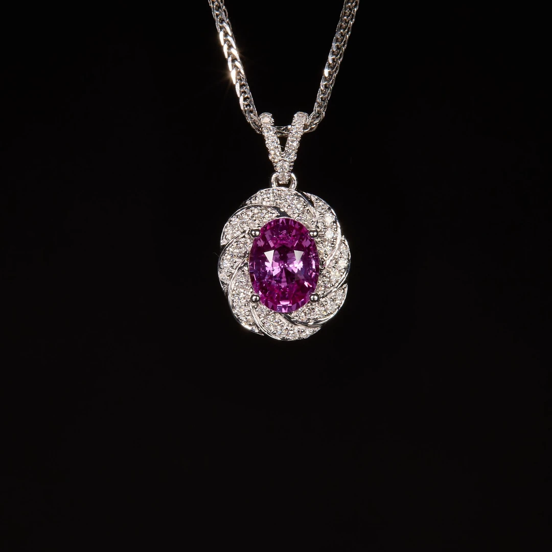 如苑珠宝18K金帕帕拉恰吊坠/1.19ct/GUILD/帕帕拉恰/无烧