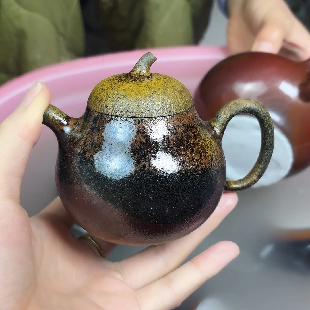 壶柴烧紫砂天青茄瓜