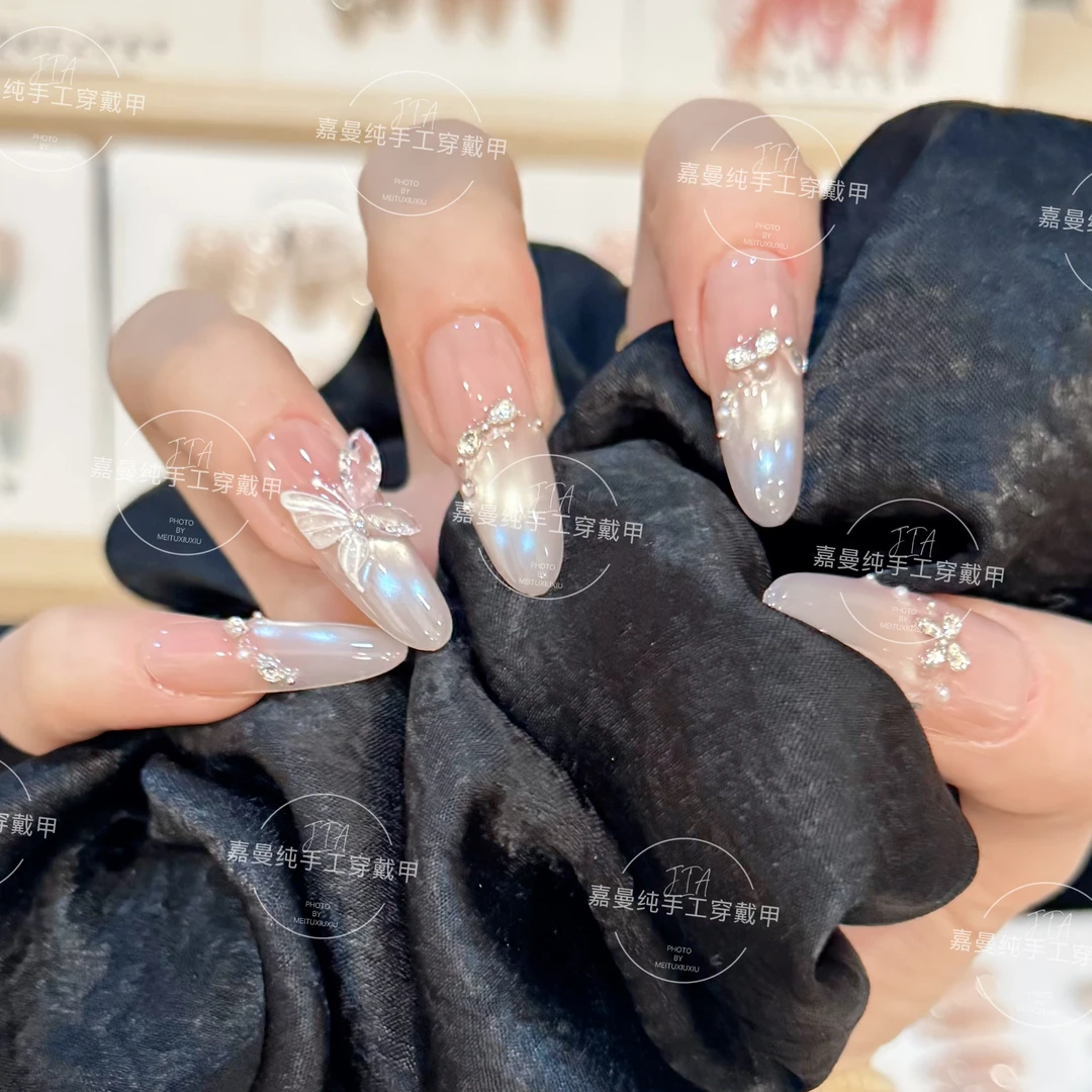 【蝶梦轻语】纯手工穿戴甲气质显白爆款美甲成品可拆卸十片装